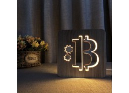 Lámpara madera Bitcoin